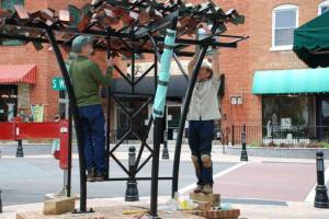 Here I am helping Robert Tully install his "Tree Bench" in downtown Wake Forest.