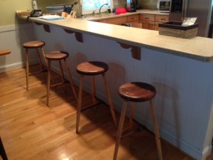 Walnut seats and stretchers with hickory legs and wedges.