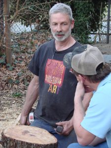 We're talking about how to split this bolt to get the best bowl blank outside the classroom at ACC